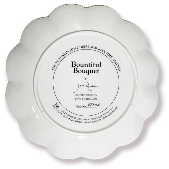 Franklin Mint Set of 2 Plates Porcelain 24 Kt Gold Trim Bouquet Limit Edition - Picture 6 of 9